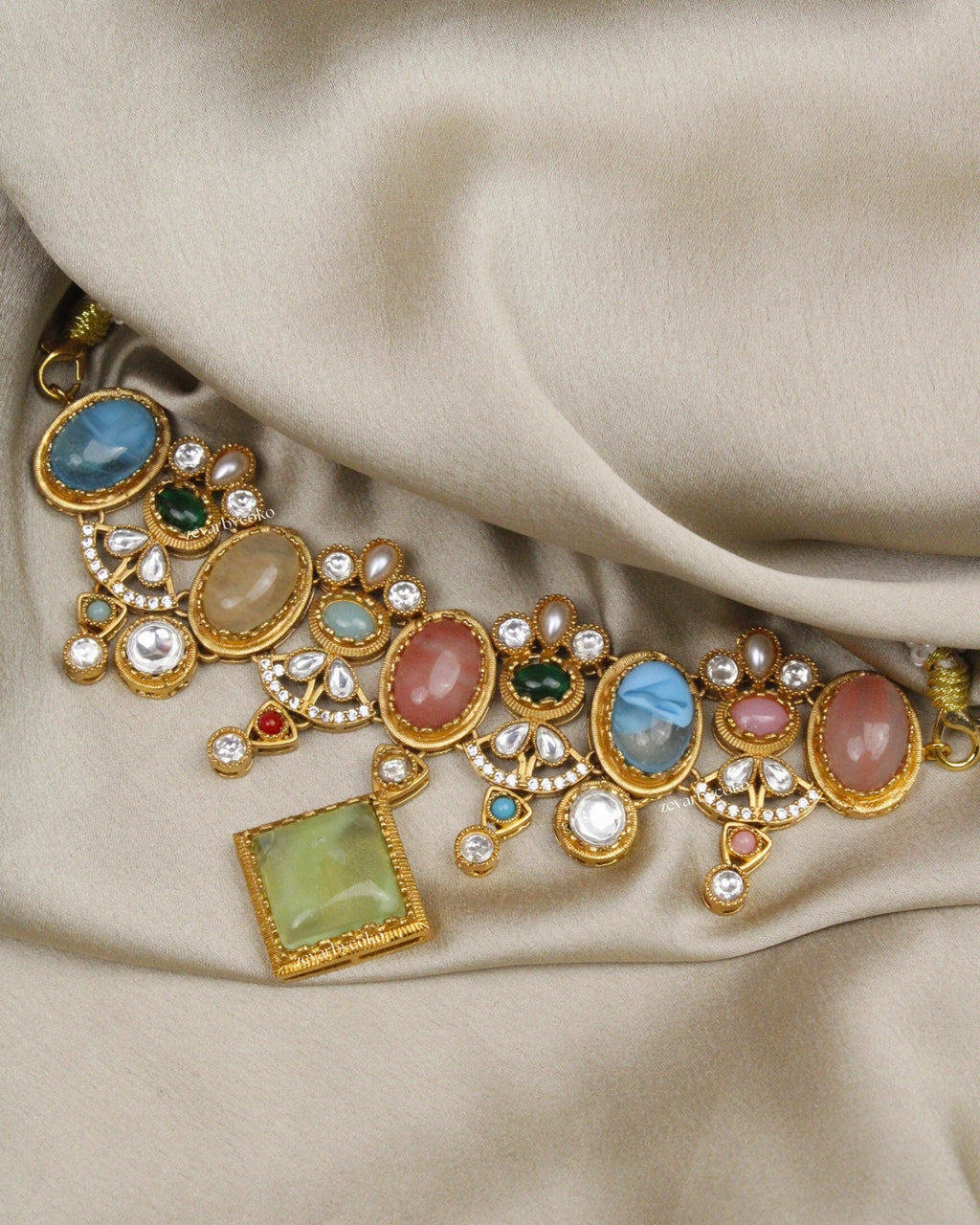 COKO's Sabya Inspired Navratna Necklace Set - Nandini