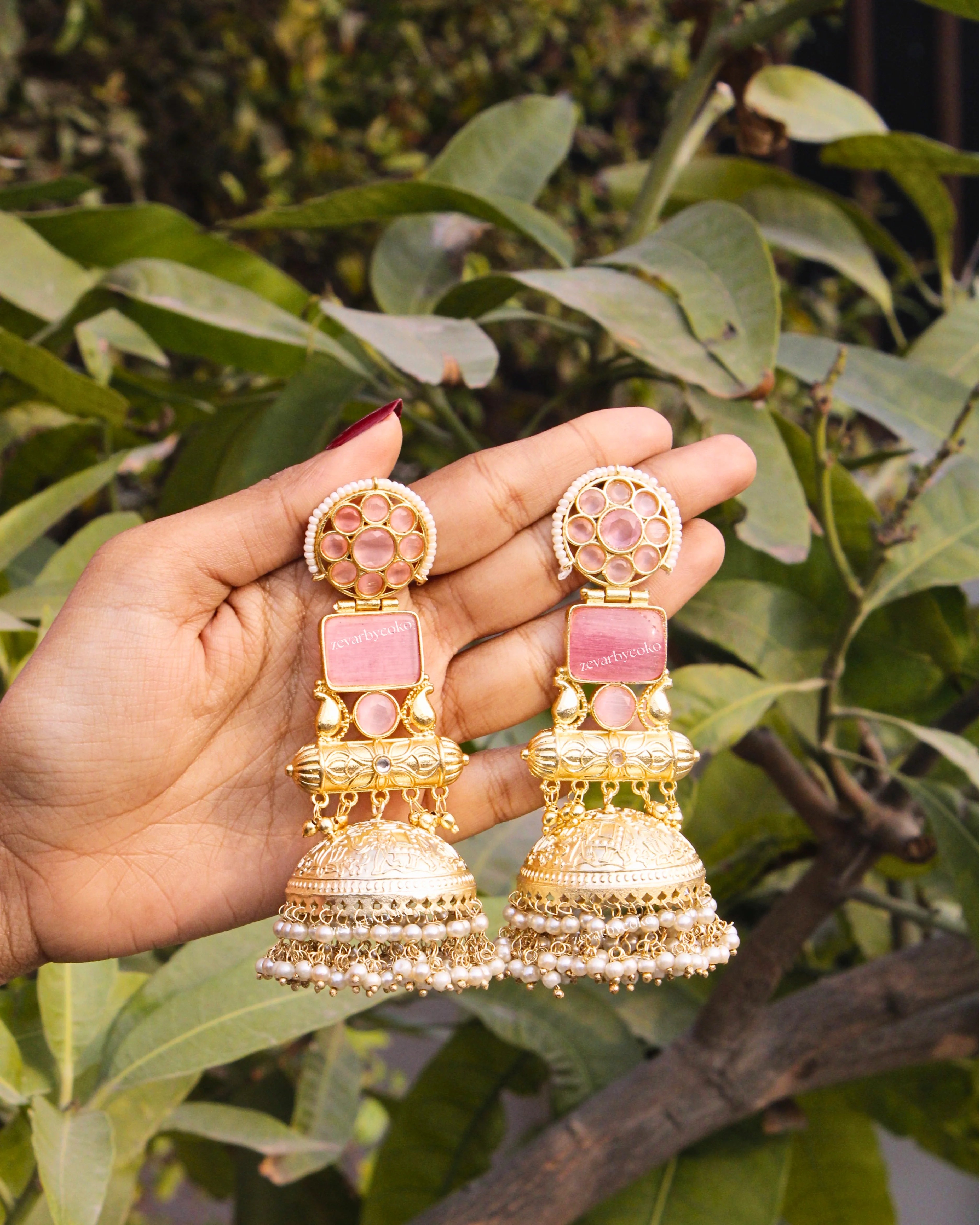 Sharaddha Dual Tone Kashmiri Earrings Rose Gold