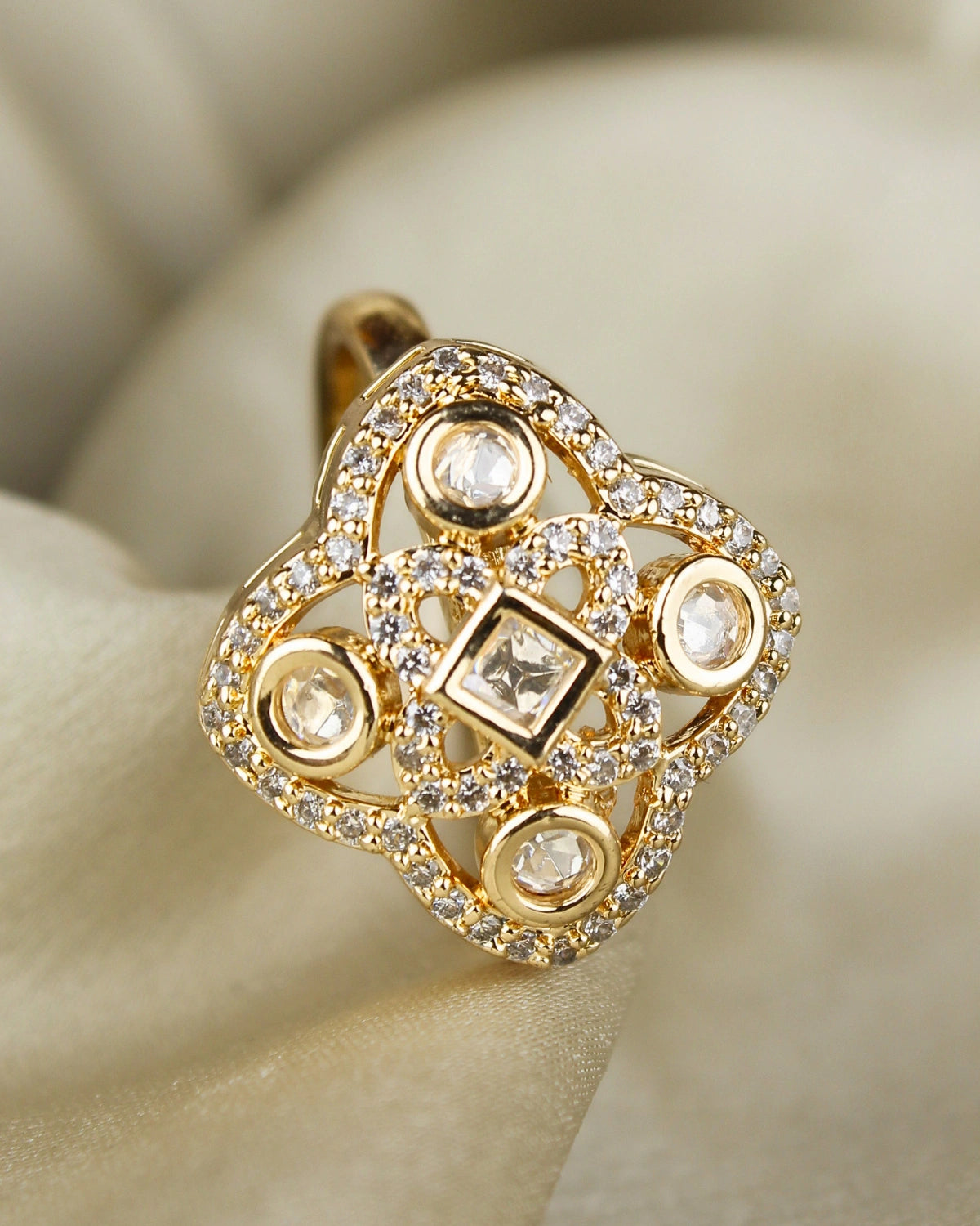 COKO's Kundan Polki Adjustable Ring- Ratan