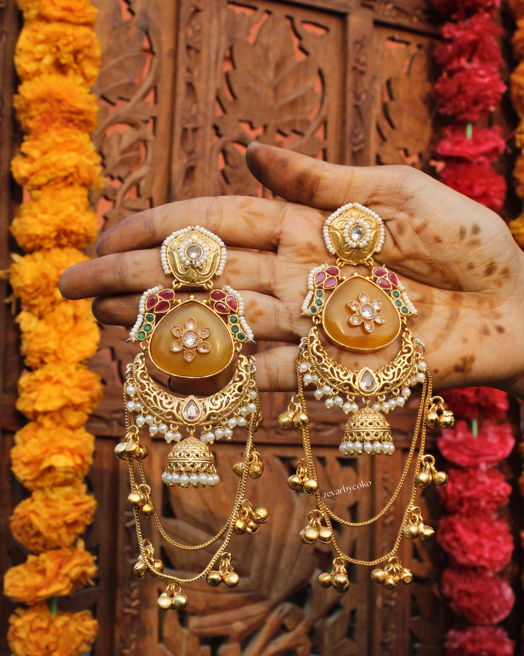 Aadhya Kashmiri Brass Jhumka Earrings