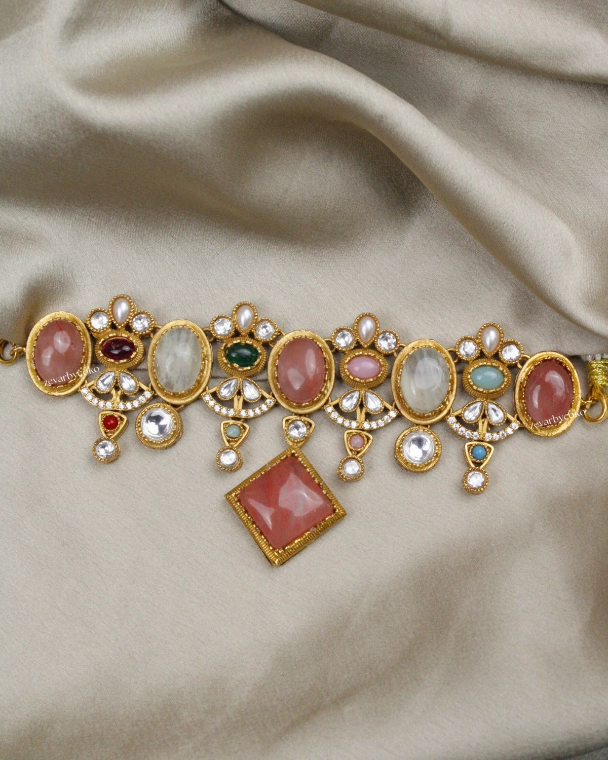 COKO's Sabya Inspired Navratna Necklace Set - Nandini