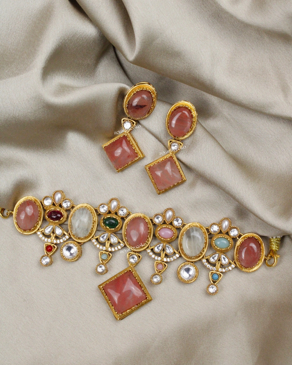 COKO's Sabya Inspired Navratna Necklace Set - Nandini