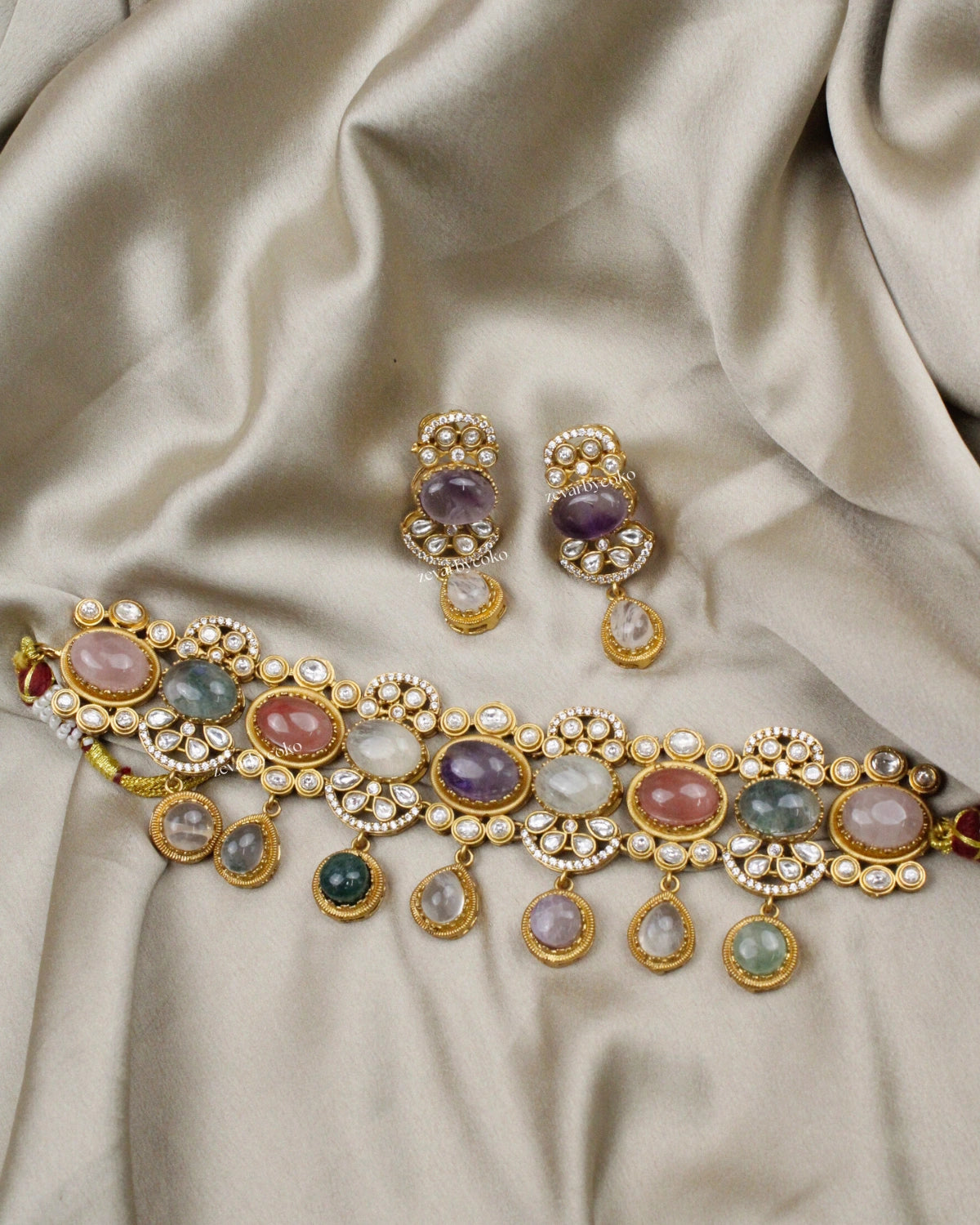 COKO's Sabya Inspired Navratna Necklace Set - Niharika