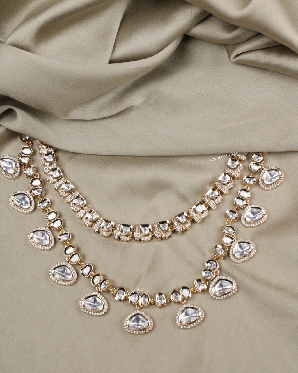 COKO's Carat Moissanite Polki Necklace Set- Nivedita