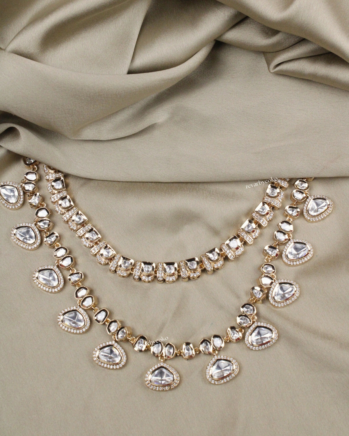 COKO's Carat Moissanite Polki Necklace Set- Nivedita