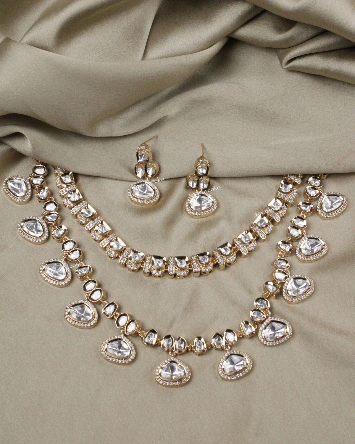 COKO's Carat Moissanite Polki Necklace Set- Nivedita