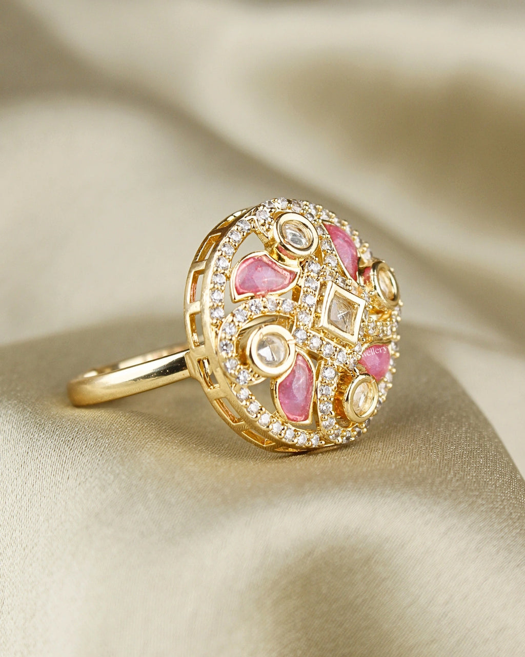 COKO's Kundan Polki Adjustable Ring-Rubina