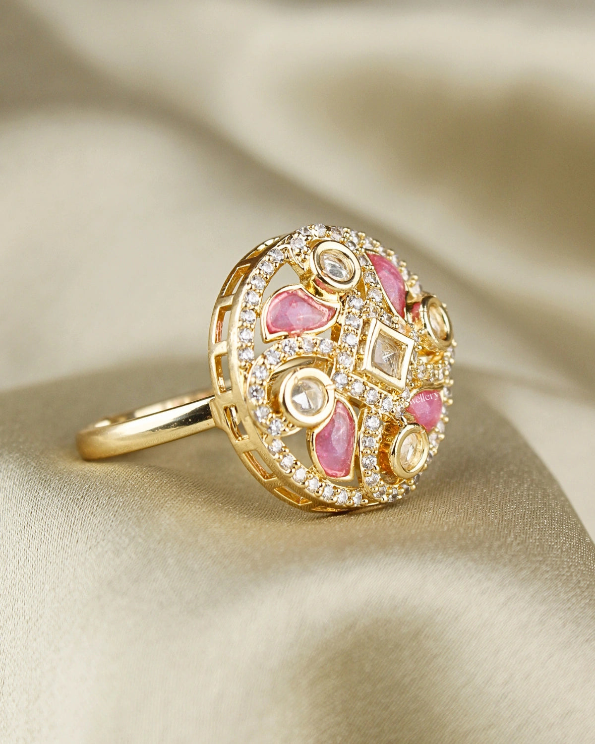 COKO's Kundan Polki Adjustable Ring-Rubina
