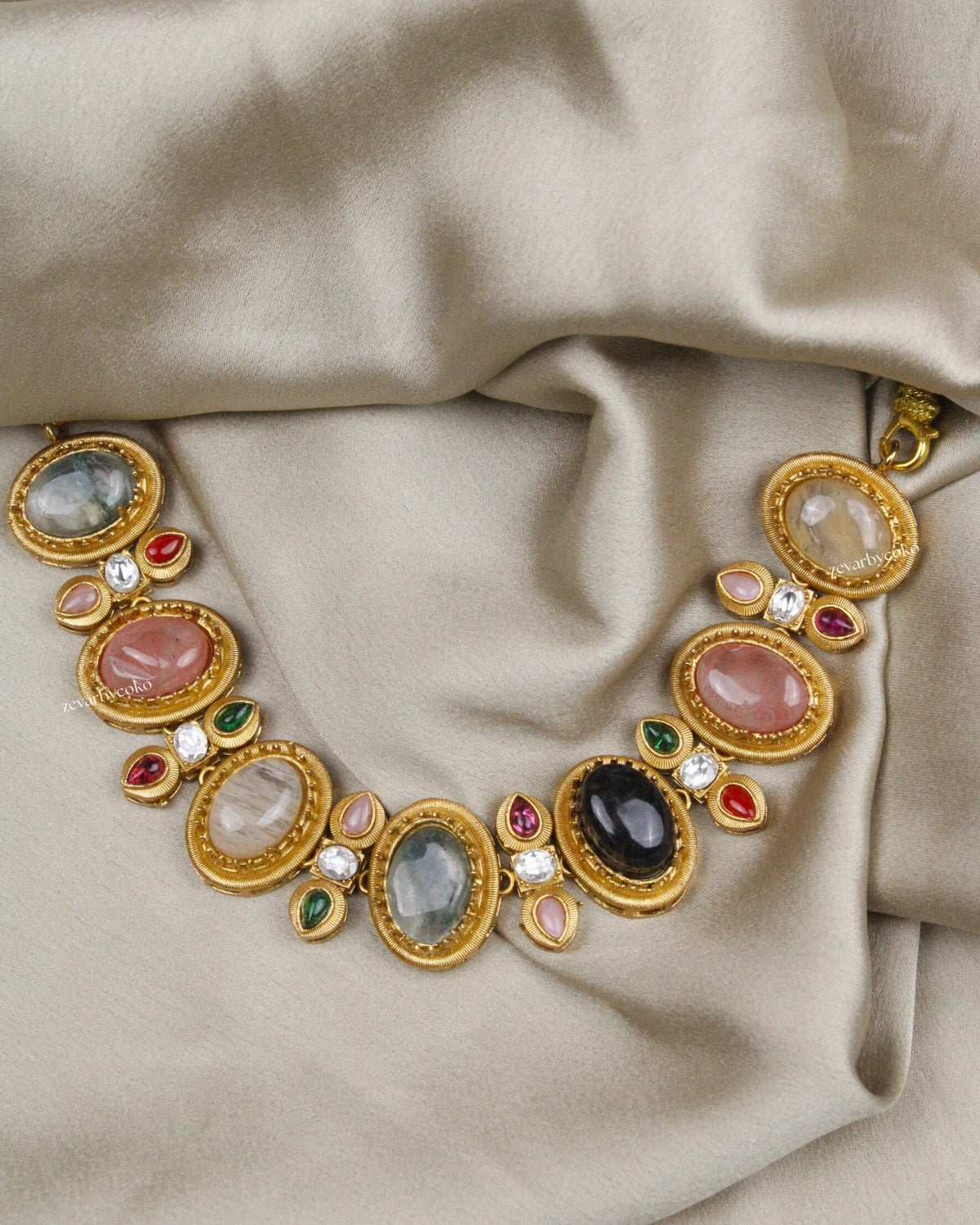 COKO's Sabya Inspired Navratna Necklace Set - Naina