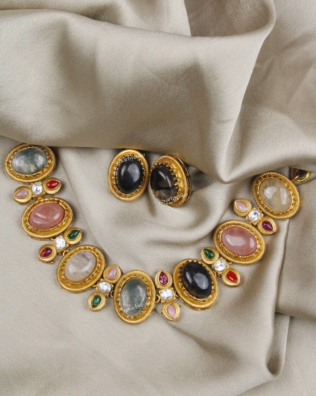COKO's Sabya Inspired Navratna Necklace Set - Naina