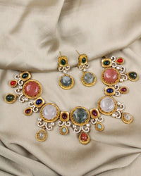 COKO's Sabya Inspired Navratna Necklace Set - Nisha