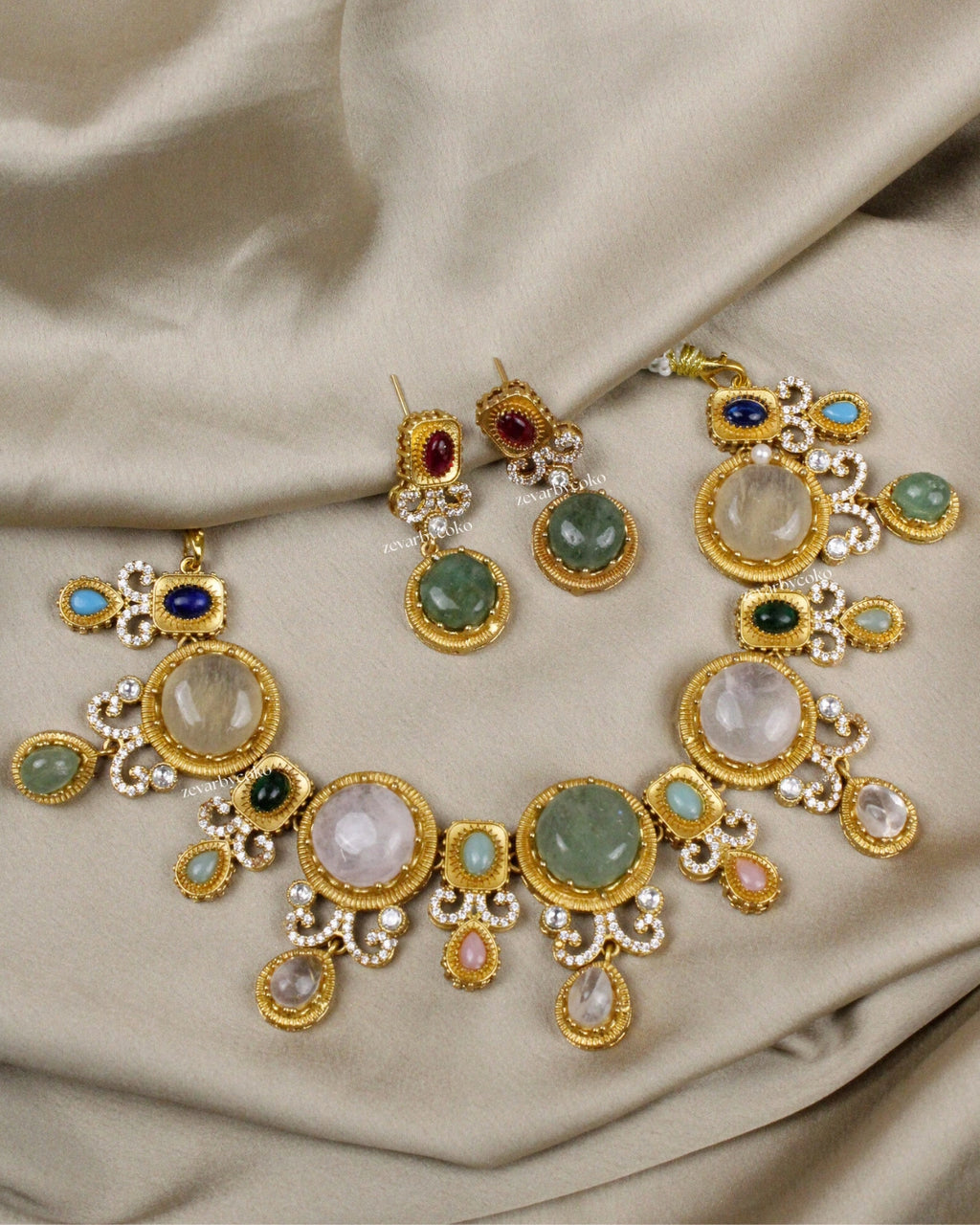 COKO's Sabya Inspired Navratna Necklace Set - Nisha