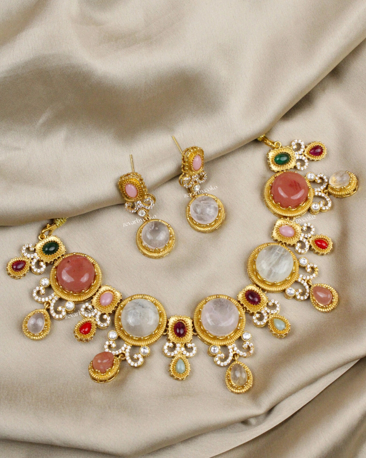 COKO's Sabya Inspired Navratna Necklace Set - Nisha