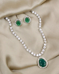 COKO's Eardrop American Diamond Necklace set - Vaishali