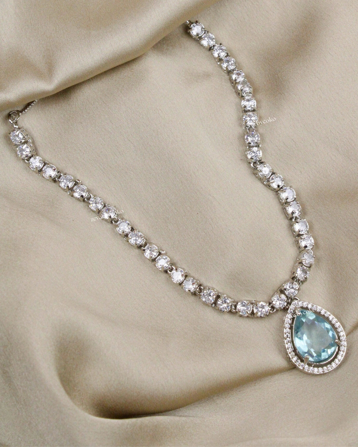 COKO's Eardrop American Diamond Necklace set - Vaishali