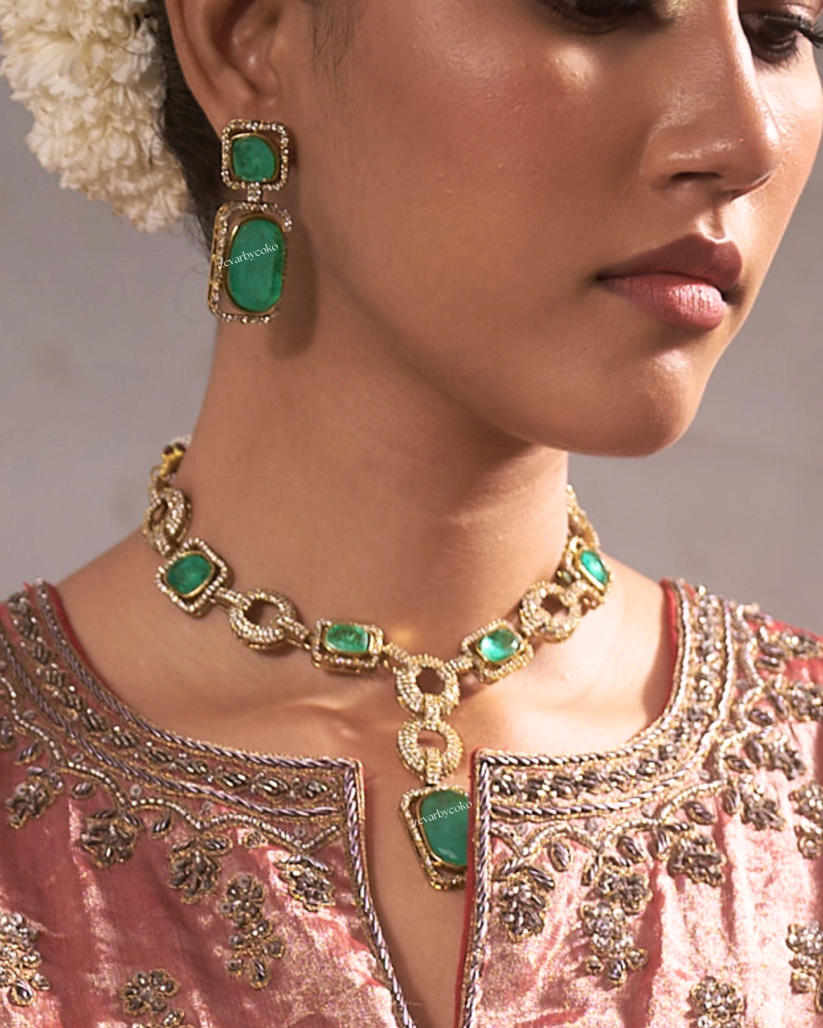 Coko's Doublet Polki Moissanite Necklace Set - Lakshita