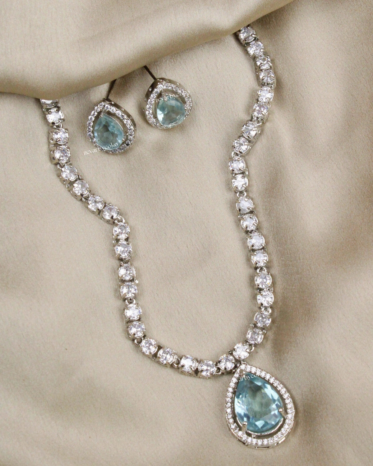 COKO's Eardrop American Diamond Necklace set - Vaishali