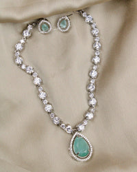 COKO's Eardrop American Diamond Necklace set - Vaishali