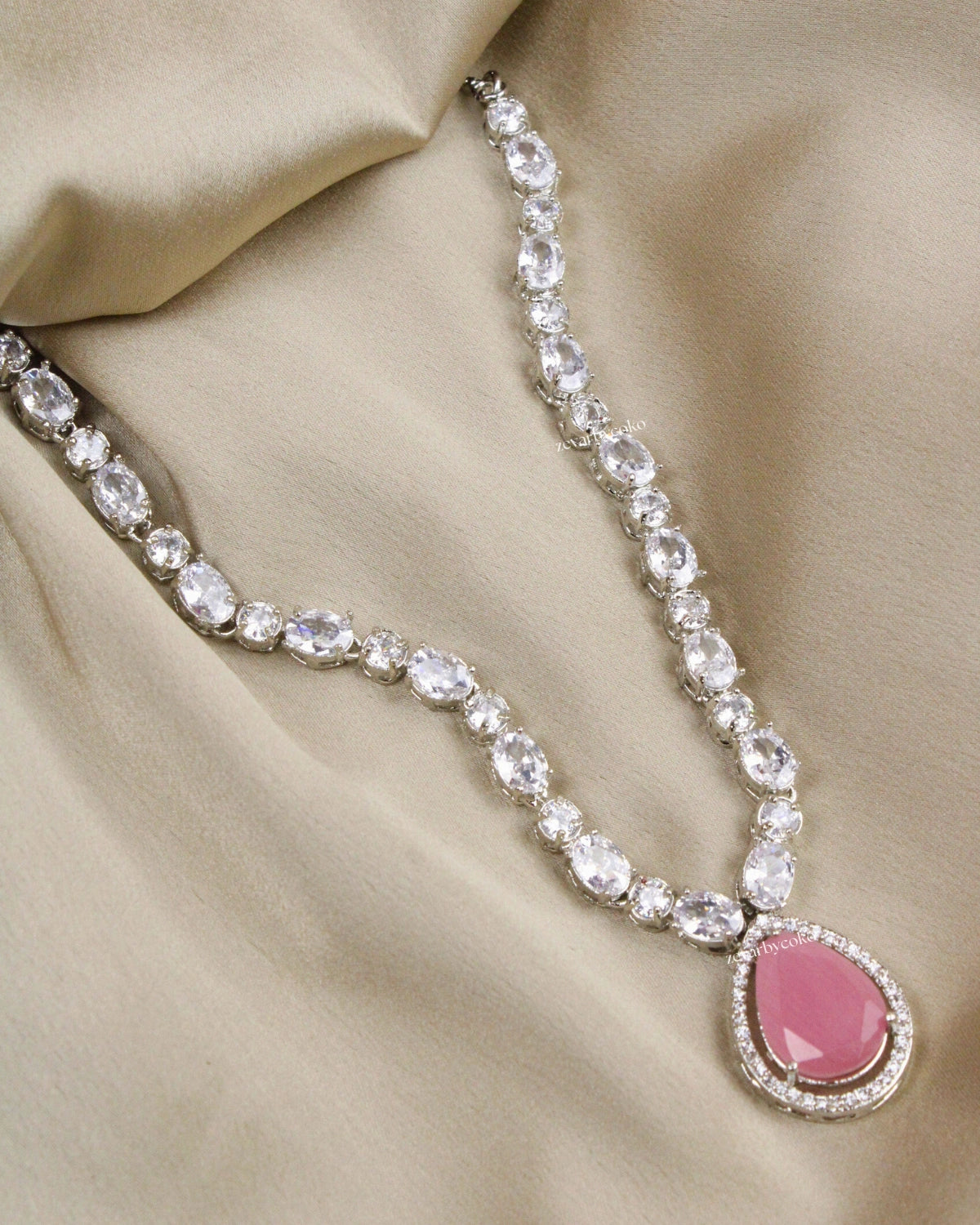 COKO's Eardrop American Diamond Necklace set - Vaishali