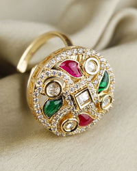 COKO's Kundan Polki Adjustable Ring-Rubina