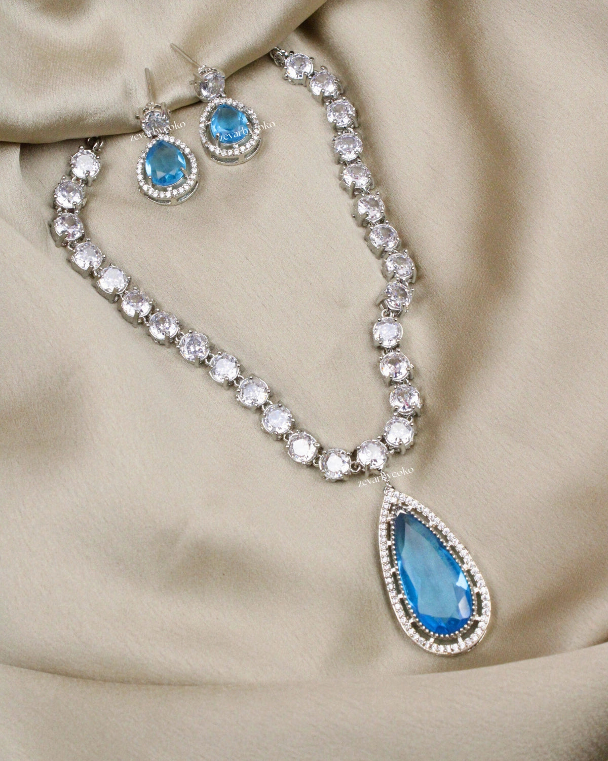 COKO's American Diamond Zircon Necklace set - Vamika