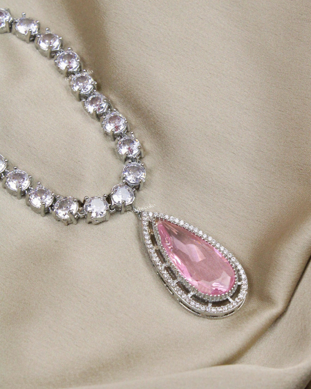 COKO's American Diamond Zircon Necklace set - Vamika