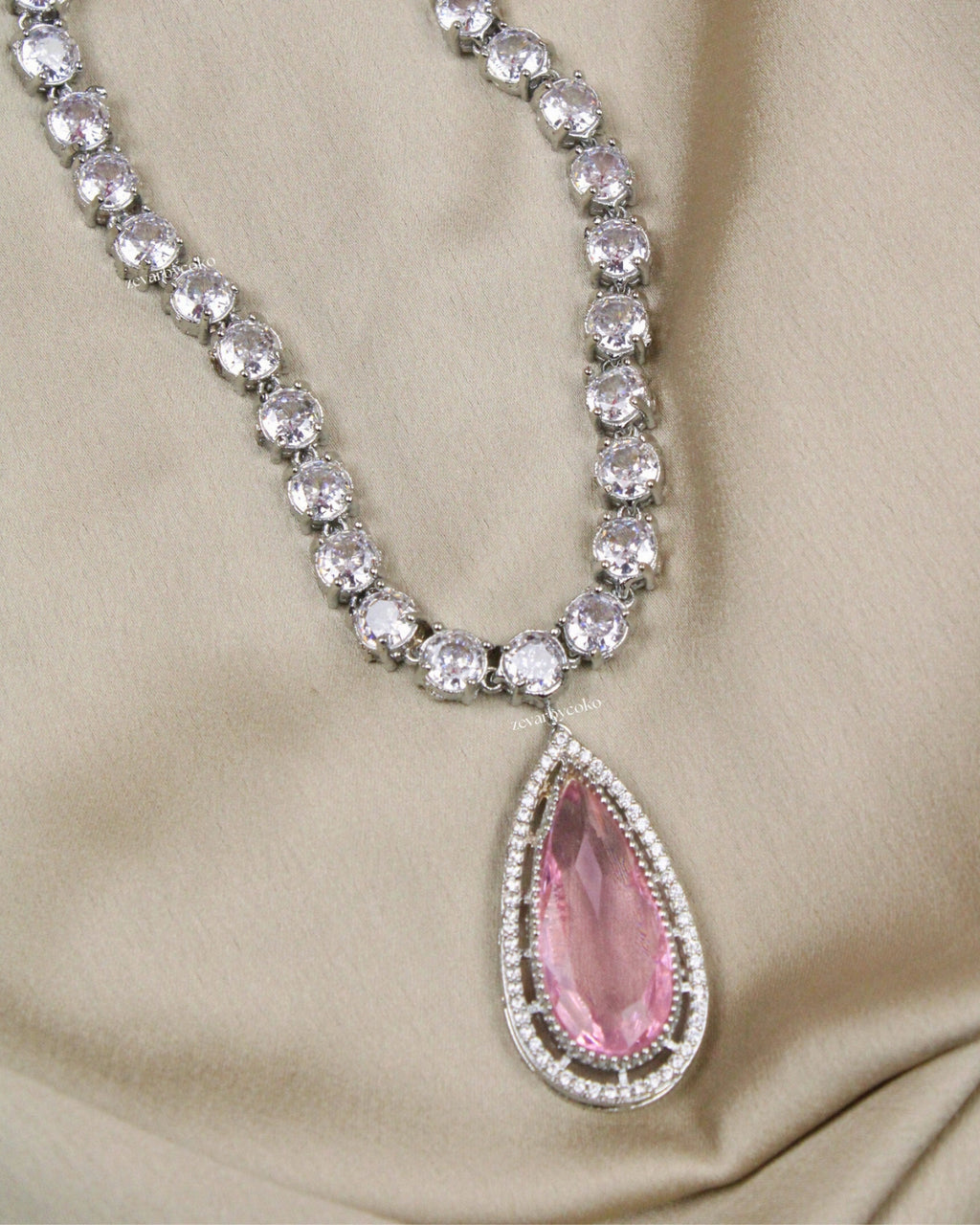 COKO's American Diamond Zircon Necklace set - Vamika
