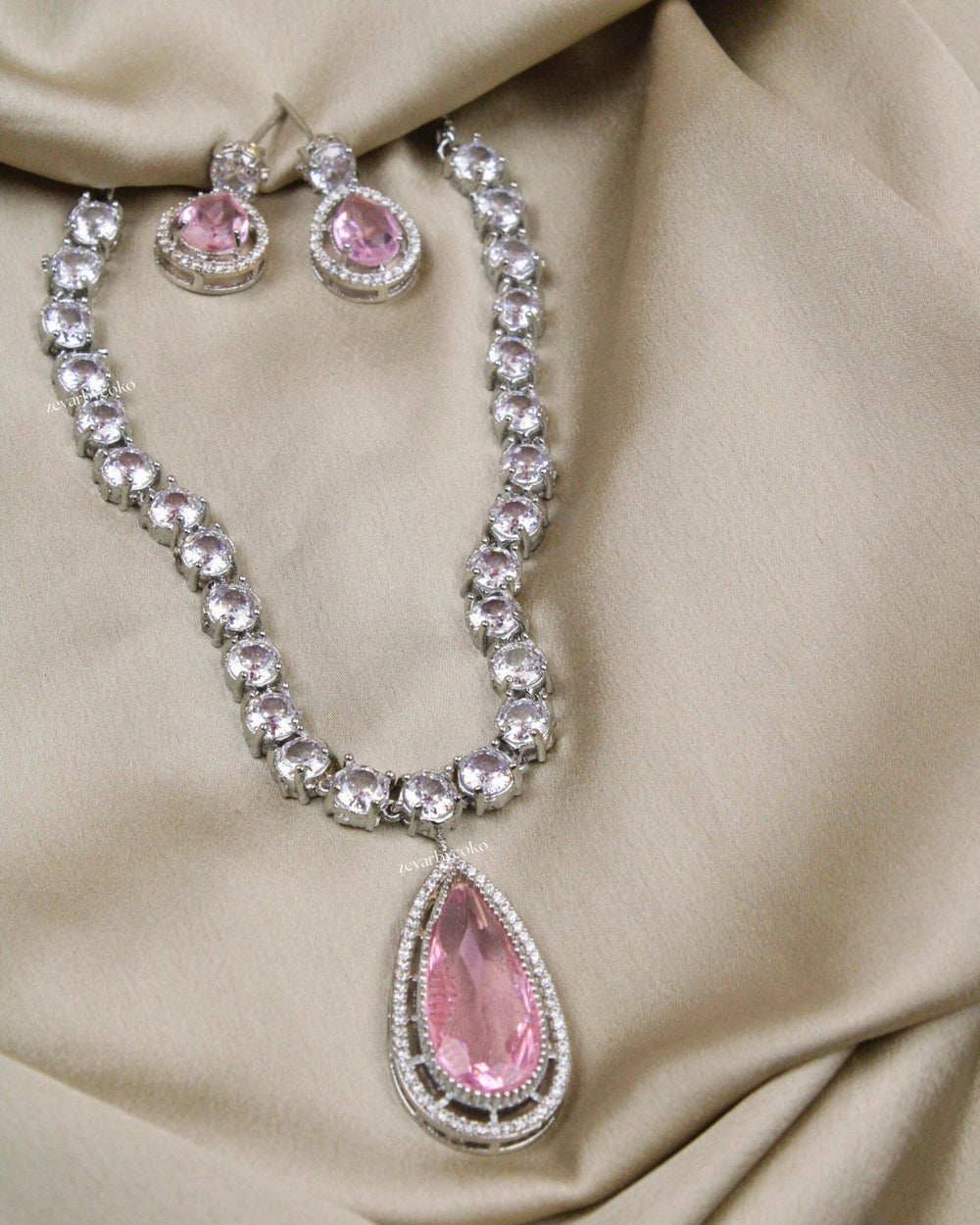 COKO's American Diamond Zircon Necklace set - Vamika