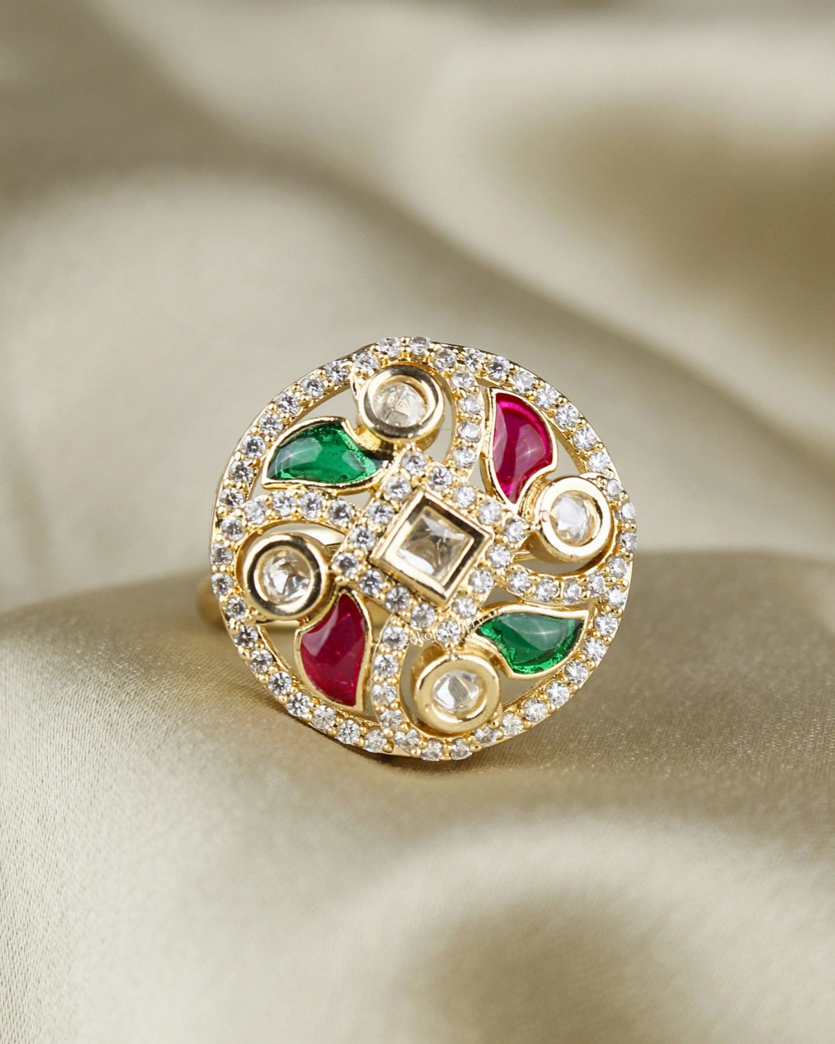 COKO's Kundan Polki Adjustable Ring-Rubina