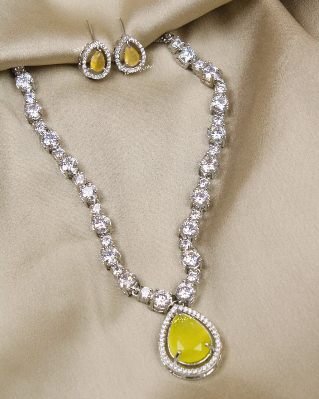 COKO's American Diamond Zircon Necklace set - Vagisha