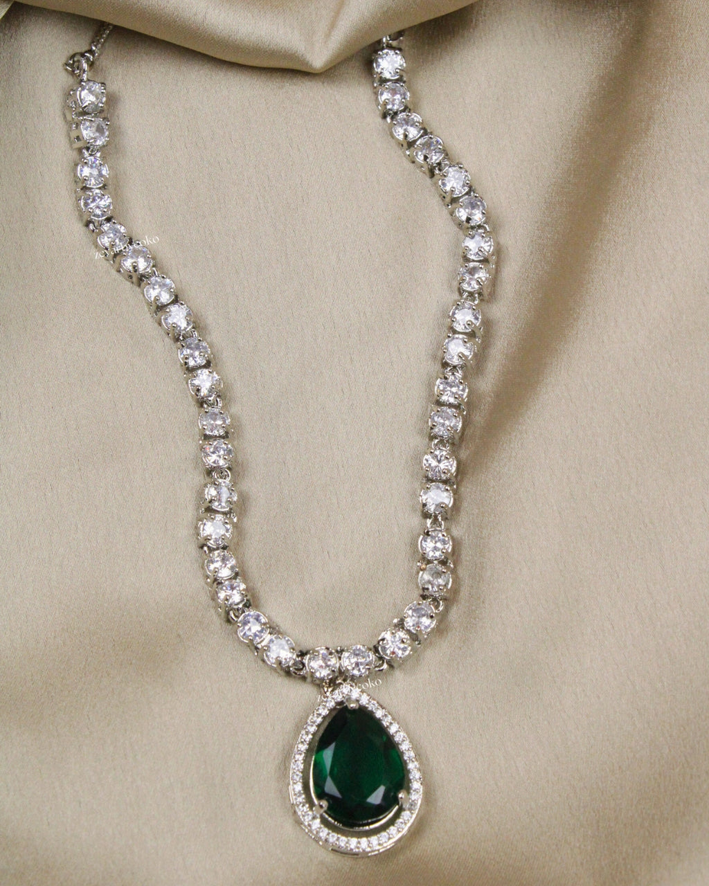 COKO's Eardrop American Diamond Necklace set - Vaishali