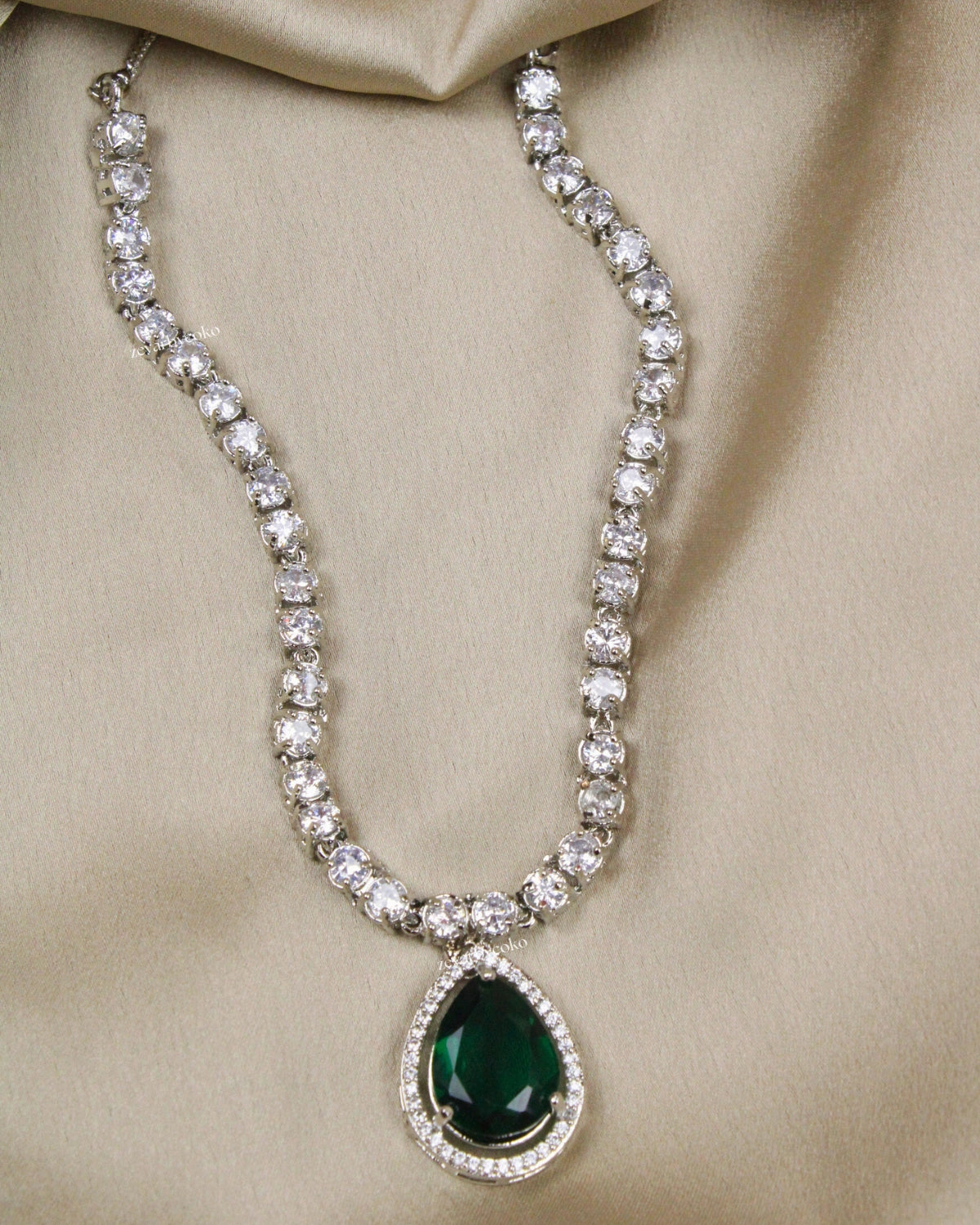 COKO's Eardrop American Diamond Necklace set - Vaishali