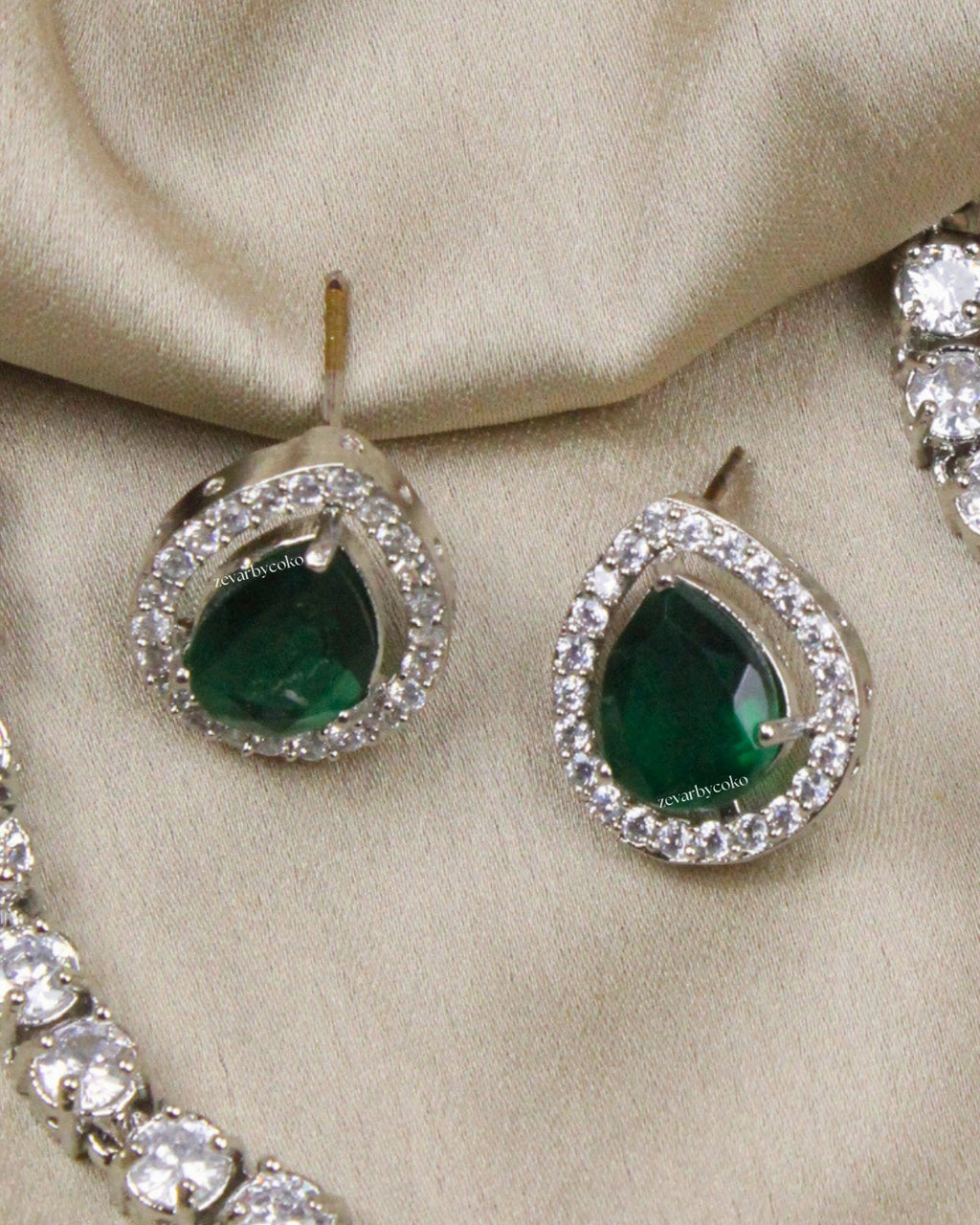 COKO's Eardrop American Diamond Necklace set - Vaishali