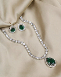 COKO's Eardrop American Diamond Necklace set - Vaishali