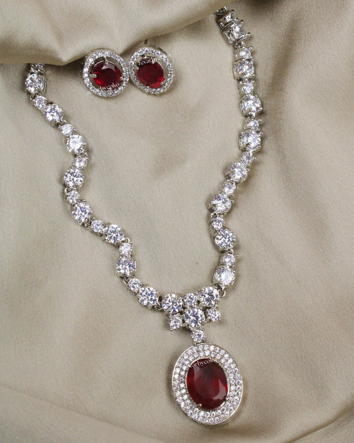 COKO's American Diamond Zircon Necklace set - Virusha
