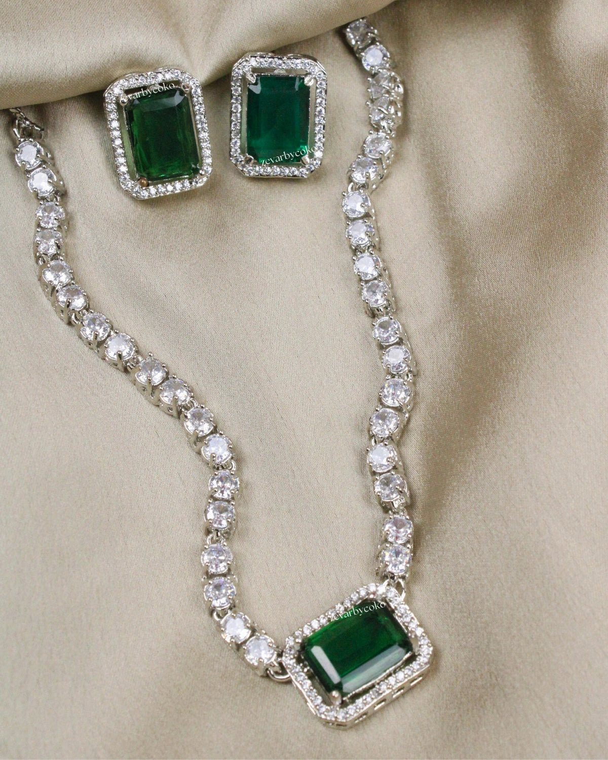 COKO's American Diamond Zircon Necklace set - Vaibhavi