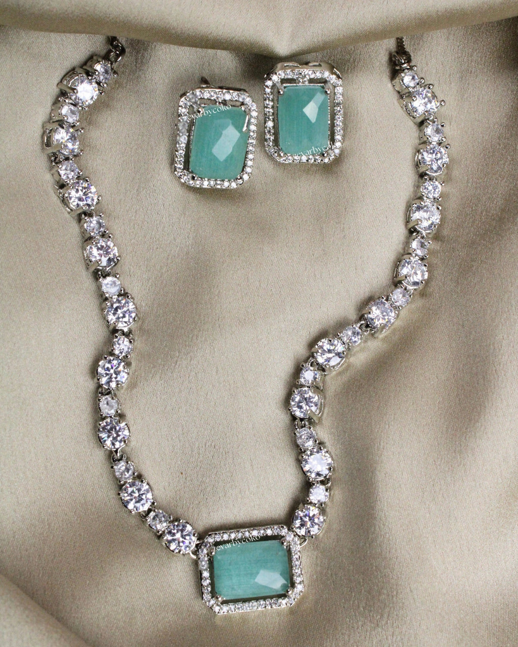 COKO's American Diamond Zircon Necklace set - Vaibhavi