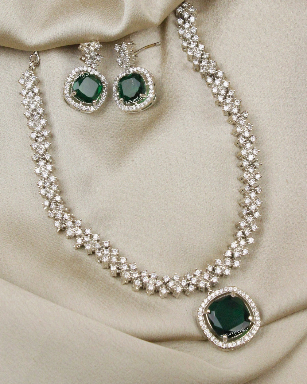 COKO's American Diamond Zircon Necklace set - Vaani