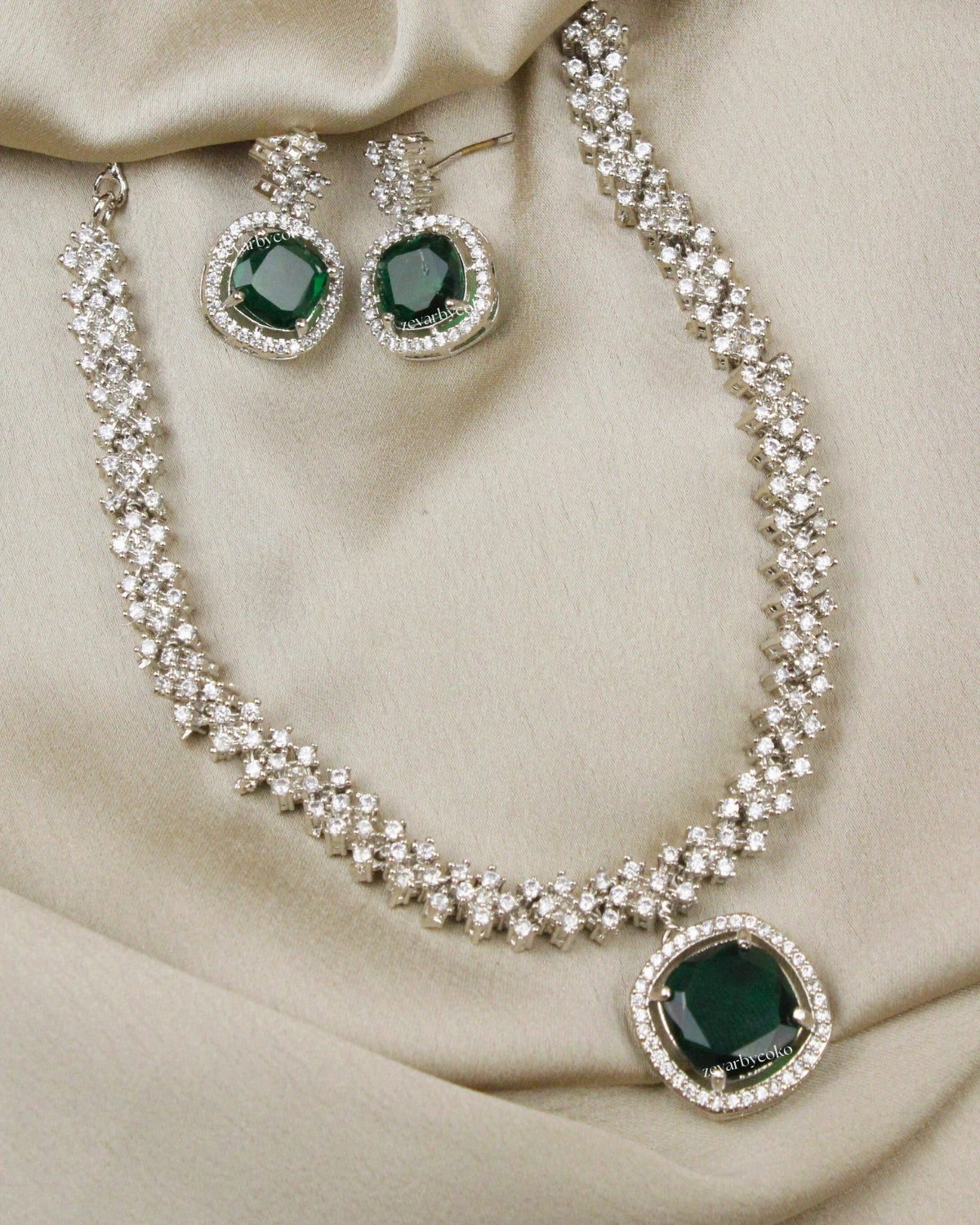 COKO's American Diamond Zircon Necklace set - Vaani