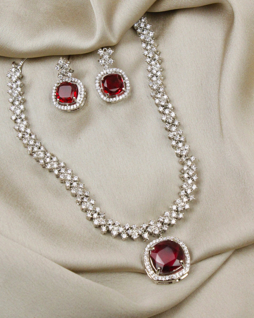 COKO's American Diamond Zircon Necklace set - Vaani