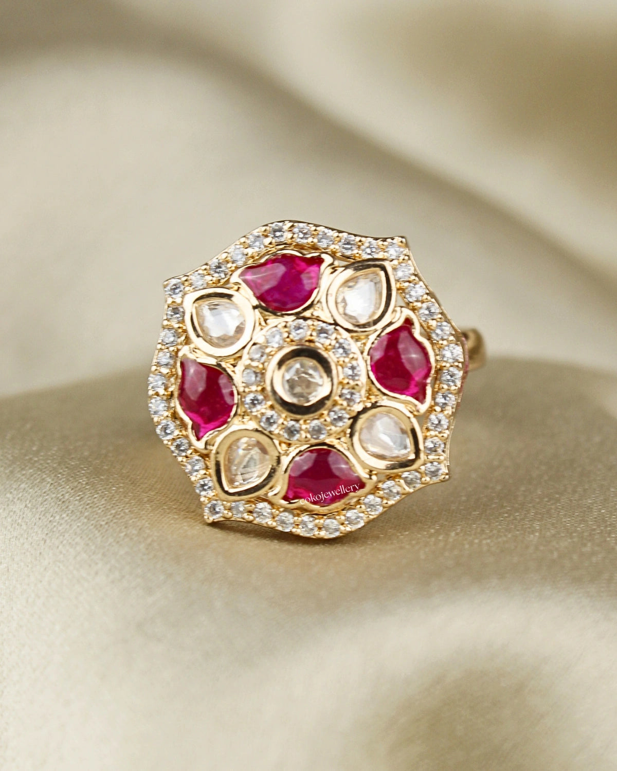 COKO's Kundan Polki Adjustable Ring- Riya