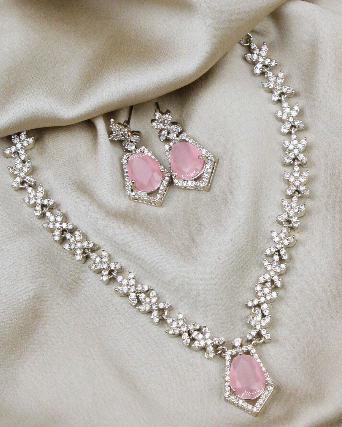 COKO's American Diamond Zircon Necklace set - Vaaruni