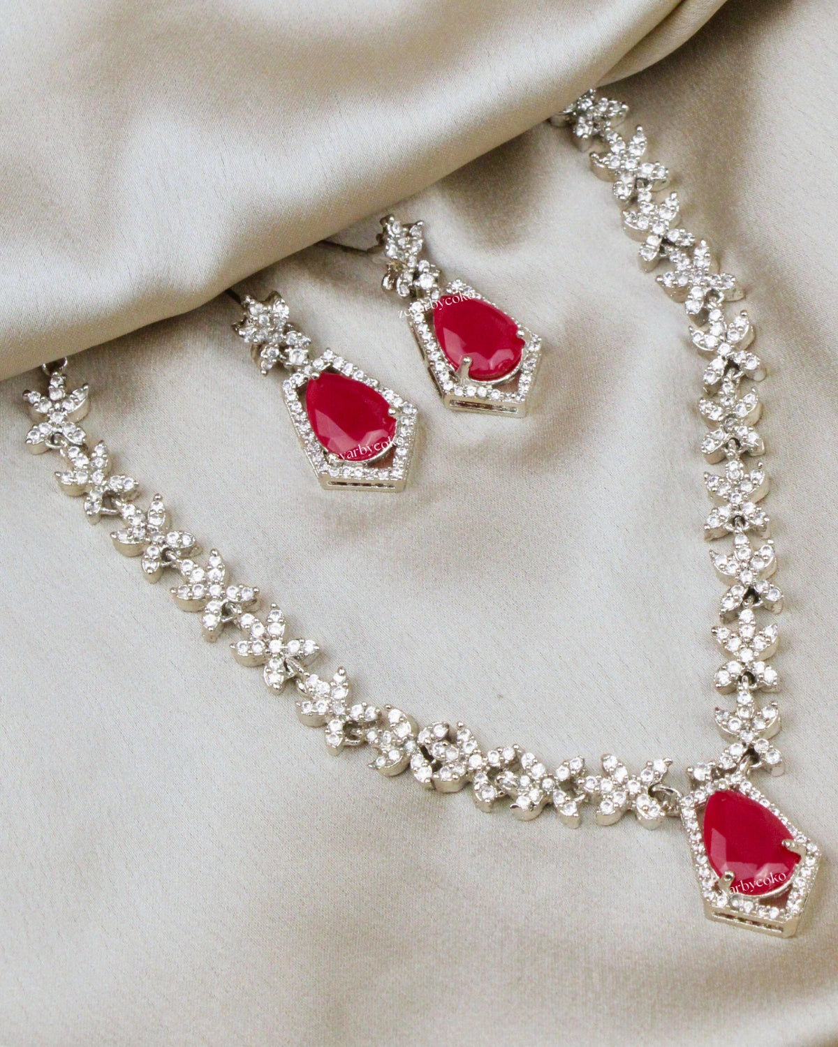 COKO's American Diamond Zircon Necklace set - Vaaruni