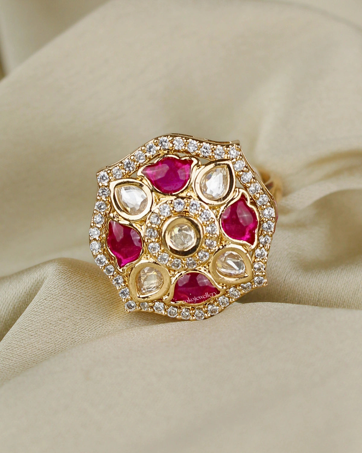 COKO's Kundan Polki Adjustable Ring- Riya