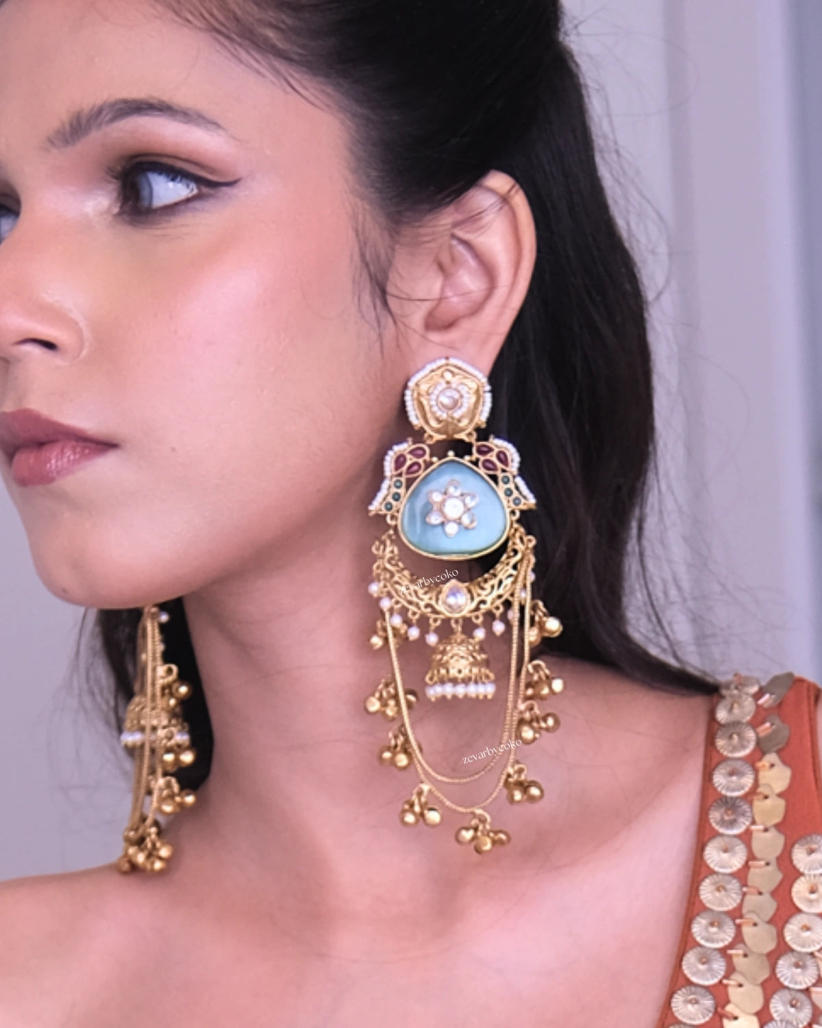 Aadhya Kashmiri Brass Jhumka Earrings
