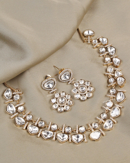 COKO's Carat Moissanite Polki Necklace Set- Nainika