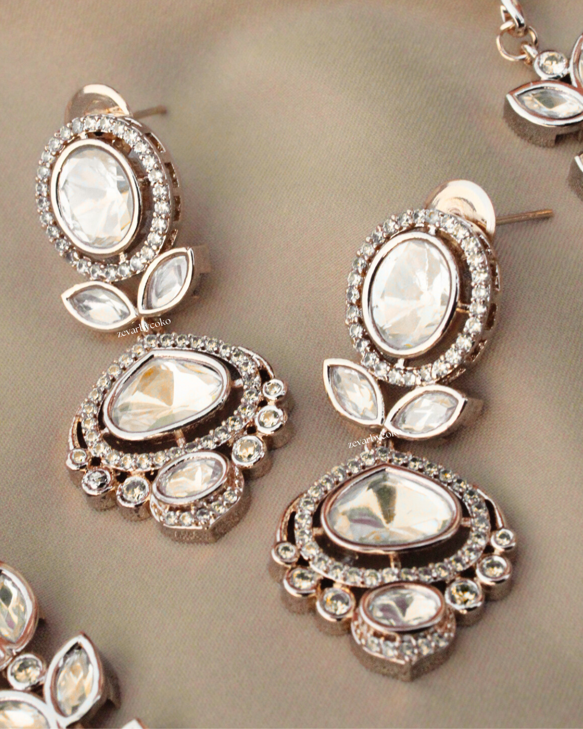 COKO's Carat Moissanite Polki Necklace Set- Noor