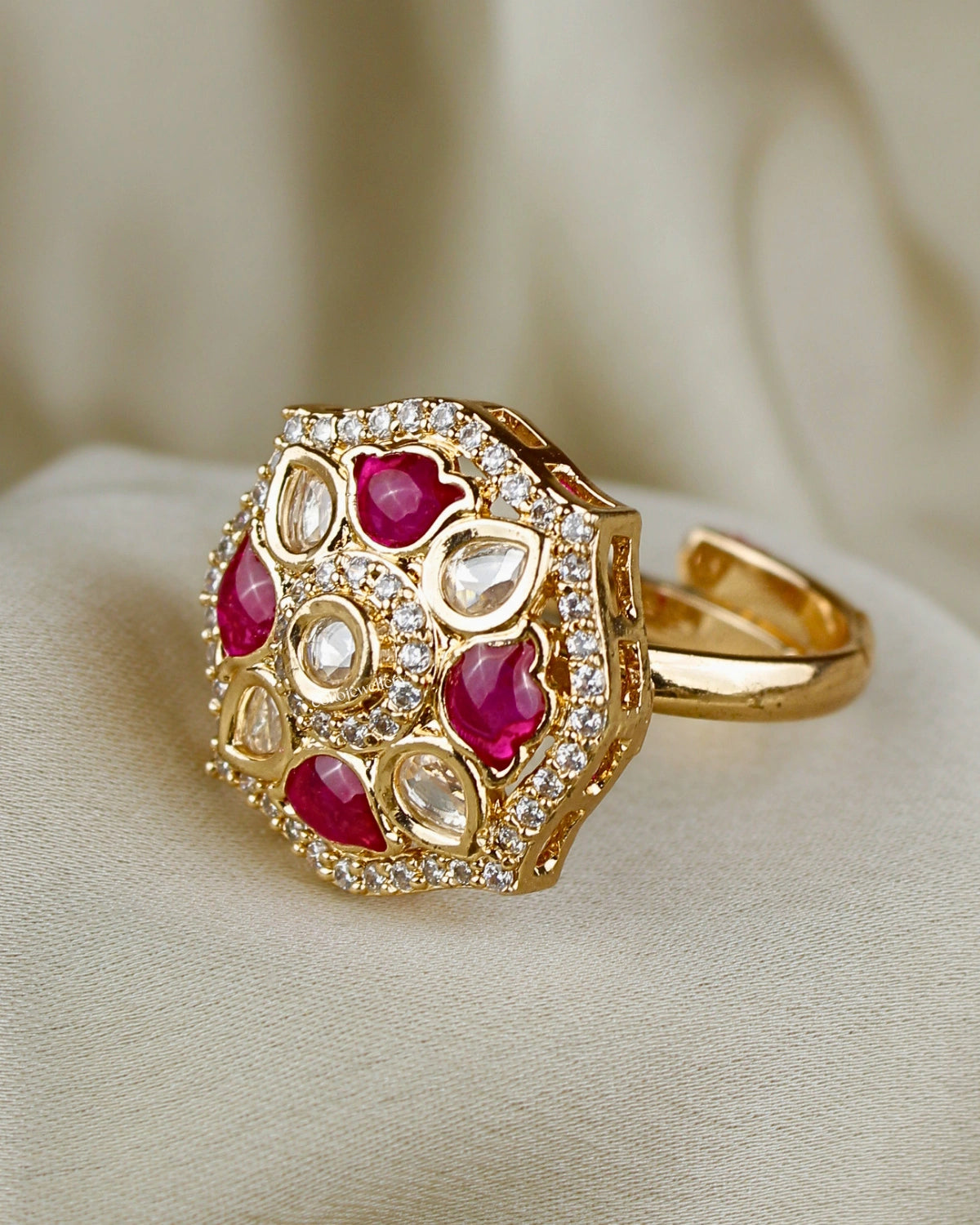 COKO's Kundan Polki Adjustable Ring- Riya