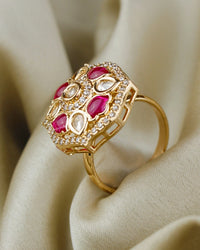 COKO's Kundan Polki Adjustable Ring- Riya