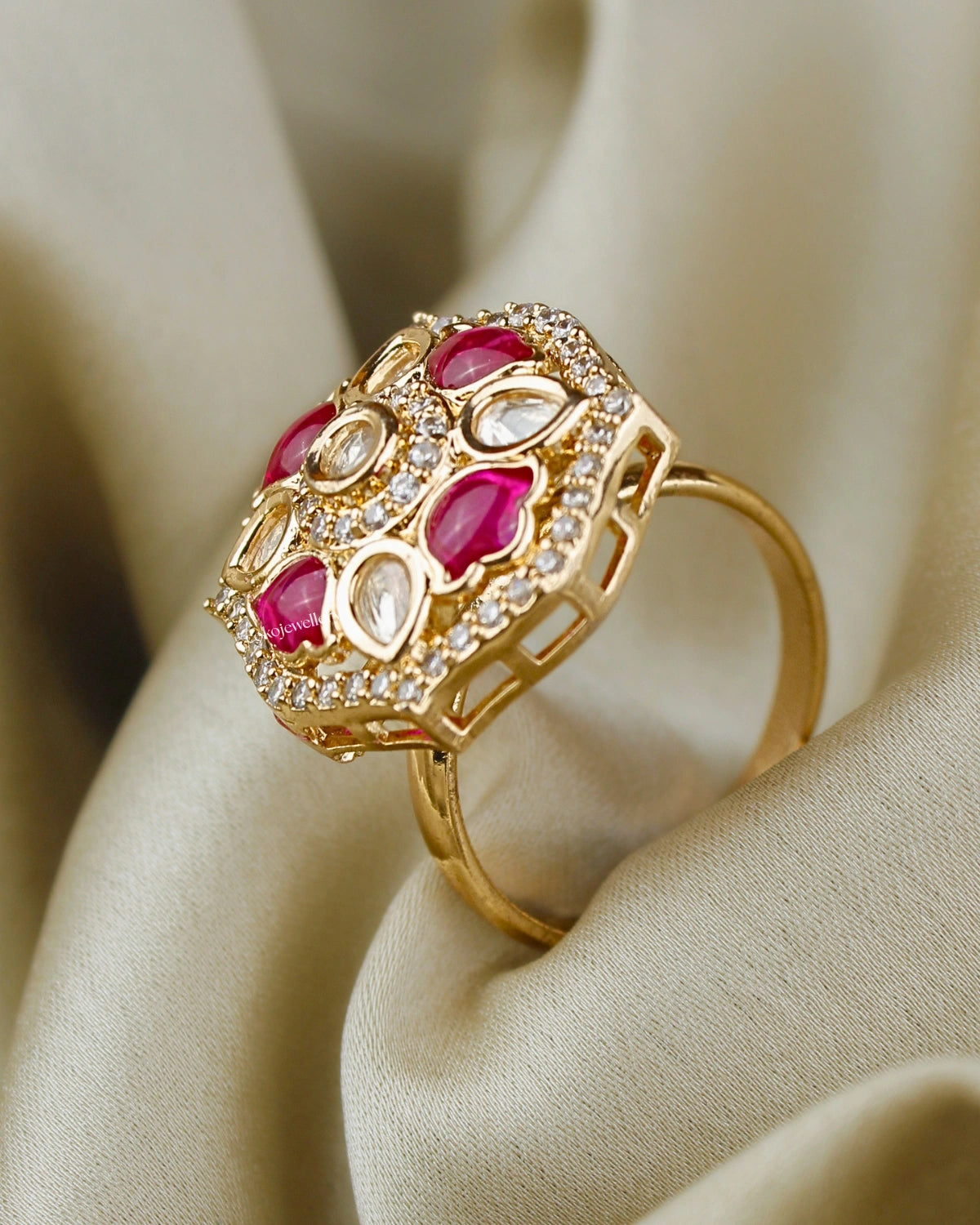 COKO's Kundan Polki Adjustable Ring- Riya